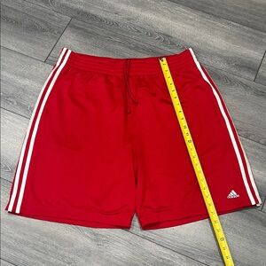 XL adidas Men's Red Athletic Shorts with White Side Stripes